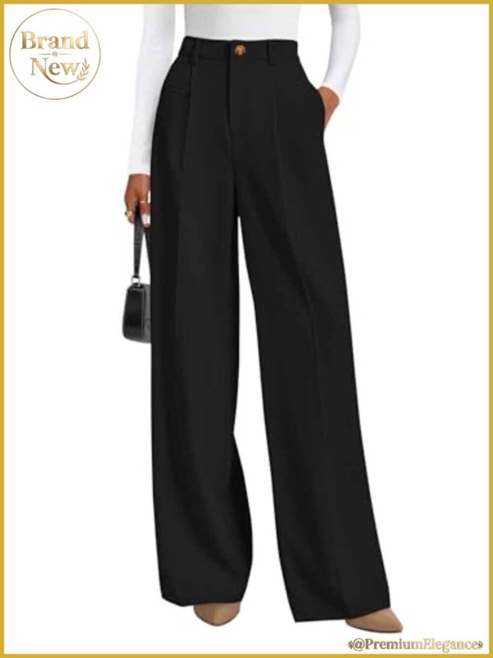 Wide Leg Work Dress Pants High Waisted Tummy Control Slacks